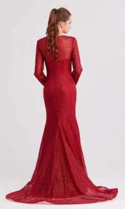 J'Adore Dresses - J15011 Glitter Tulle Long Sleeve Mermaid Dress Formal Gowns 11 J'Adore Dresses - J15011 Glitter Tulle Long Sleeve Mermaid Dress Formal Gowns