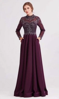 J'Adore Dresses - J15022 Beaded Long Sleeve High Neck A-line Gown Formal Gowns 19 J'Adore Dresses - J15022 Beaded Long Sleeve High Neck A-line Gown Formal Gowns