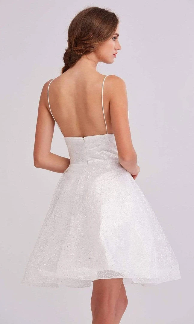 J'Adore Dresses - J15055 Plunging Neck Glittered Short Dress 4 J'Adore Dresses - J15055 Plunging Neck Glittered Short Dress