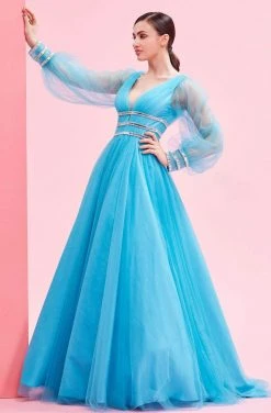 J'Adore Dresses - J16005 Bishop Sleeves Long Ballgown Formal Gowns