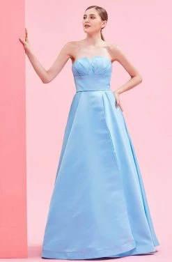 Formal Gowns J'Adore Dresses - J16012 Sweetheart Open Back Pleated Satin Ball Gown