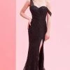 J'Adore Dresses - J16013 Draped Off Shoulder Glitter Tulle Dress Formal Gowns 2 J'Adore Dresses - J16013 Draped Off Shoulder Glitter Tulle Dress Formal Gowns