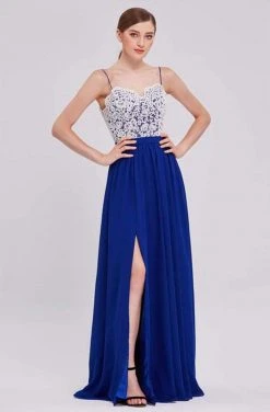 J'Adore Dresses - J16017 Laced Chiffon A-line Long Dress