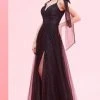 J'Adore Dresses - J16035 Lace Tulle V-neck A-line Gown Formal Gowns 1 J'Adore Dresses - J16035 Lace Tulle V-neck A-line Gown Formal Gowns
