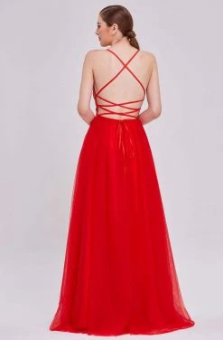 Formal Gowns J'Adore Dresses - J16046 Sequin Tulle A-Line Dress With Slit 10 Formal Gowns J'Adore Dresses - J16046 Sequin Tulle A-Line Dress With Slit