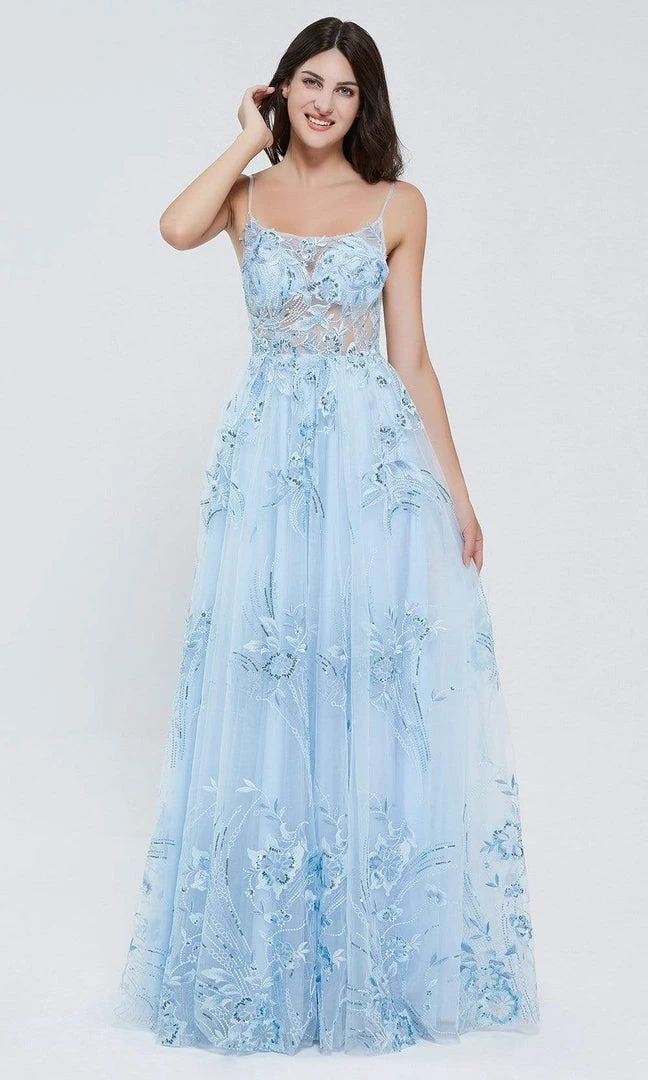 Formal Gowns J'Adore Dresses - J20018 Scoop Tulle A-line Sheer Gown 3 Formal Gowns J'Adore Dresses - J20018 Scoop Tulle A-line Sheer Gown