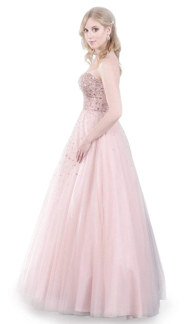 Formal Gowns J'Adore Dresses - J5056L Strapless Fully Beaded Bodice Tulle A-Line Gown 3 Formal Gowns J'Adore Dresses - J5056L Strapless Fully Beaded Bodice Tulle A-Line Gown