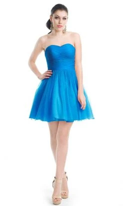 Cocktail Dresses J'Adore Dresses - J5081 Ruched Bodice Fit And Flare Tulle Dress