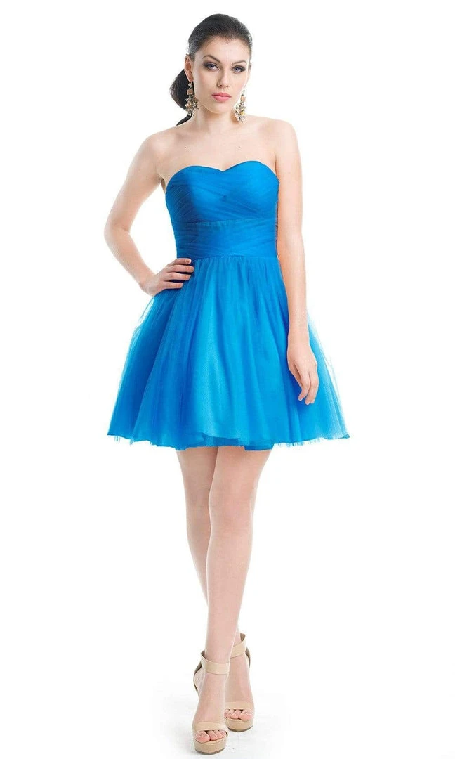 J'Adore Dresses - J5081 Strapless Ruched Bodice Fit And Flare Tulle Dress Cocktail Dresses 6 J'Adore Dresses - J5081 Strapless Ruched Bodice Fit And Flare Tulle Dress Cocktail Dresses