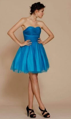 J'Adore Dresses - J5081 Strapless Ruched Bodice Fit And Flare Tulle Dress Cocktail Dresses 8 J'Adore Dresses - J5081 Strapless Ruched Bodice Fit And Flare Tulle Dress Cocktail Dresses