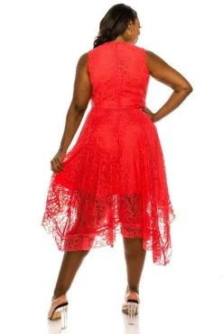 J Taylor - 1312M Lace V Neck High Low A-line Dress Cocktail Dresses
