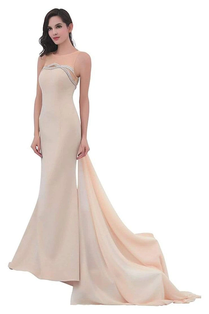 Formal Gowns J'Adore Dresses - J11349 Illusion Jewel Back Paneled Long Gown 3 Formal Gowns J'Adore Dresses - J11349 Illusion Jewel Back Paneled Long Gown