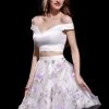 J'Adore Dresses - J12007 Two-Piece Off Shoulder Floral Embroidered Short Dress 2 J'Adore Dresses - J12007 Two-Piece Off Shoulder Floral Embroidered Short Dress