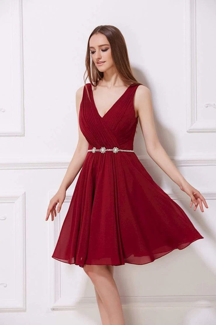 Cocktail Dresses J'Adore Dresses - J12028 Knee Length Ruched Bodice Jeweled Dress 3 Cocktail Dresses J'Adore Dresses - J12028 Knee Length Ruched Bodice Jeweled Dress
