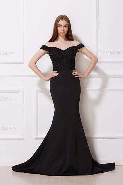 J'Adore Dresses - J12031 Lace Off-Shoulder Neoprene Mermaid Dress 3 J'Adore Dresses - J12031 Lace Off-Shoulder Neoprene Mermaid Dress