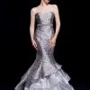 Formal Gowns J'Adore Dresses - J12035 Strapless Rosette Motif Ruffled Mermaid Gown 1 Formal Gowns J'Adore Dresses - J12035 Strapless Rosette Motif Ruffled Mermaid Gown