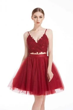 J'Adore Dresses - J12065 Two Piece Embroidered V-Neck Cocktail Dress Cocktail Dresses