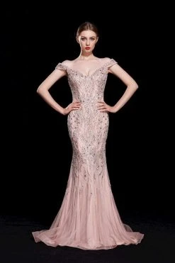 J'Adore Dresses - J12068 Beaded Off-Shoulder Tulle Mermaid Gown 5 J'Adore Dresses - J12068 Beaded Off-Shoulder Tulle Mermaid Gown