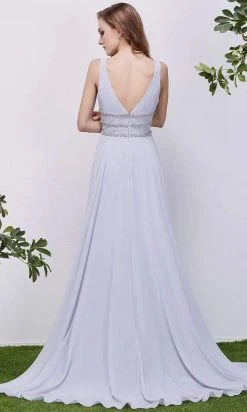 J'Adore Dresses - J13068 Plunging V-Neck Embellished Waist Gown 7 J'Adore Dresses - J13068 Plunging V-Neck Embellished Waist Gown
