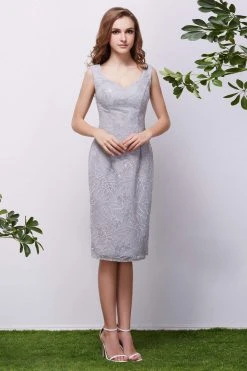 J'Adore Dresses - J13085 Bedazzled V-neck Sheath Dress Cocktail Dresses