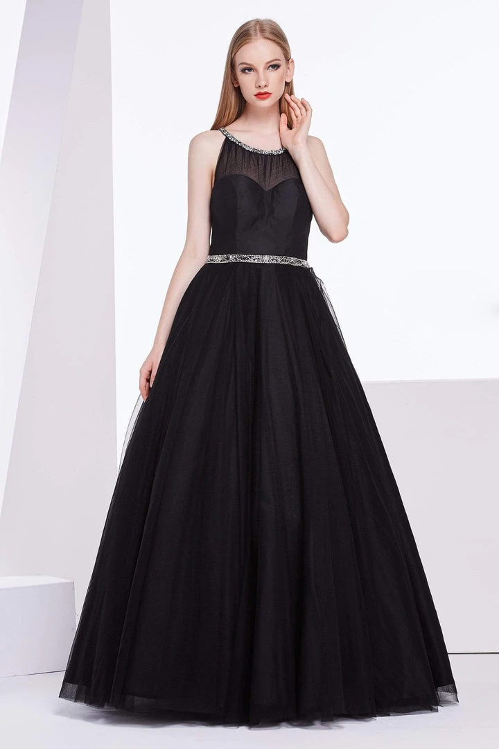 Formal Gowns J'Adore Dresses - J14001 Sleeveless Embellished Halter Tulle Ballgown 4 Formal Gowns J'Adore Dresses - J14001 Sleeveless Embellished Halter Tulle Ballgown