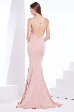 Formal Gowns J'Adore Dresses - J14013 Satin Plunging V-neck Trumpet Dress