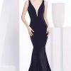 J'Adore Dresses - J14020 Deep V-neck Tulle Mermaid Dress