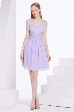 J'Adore Dresses - J14083 Lace V-neck Chiffon A-line Dress 5 J'Adore Dresses - J14083 Lace V-neck Chiffon A-line Dress