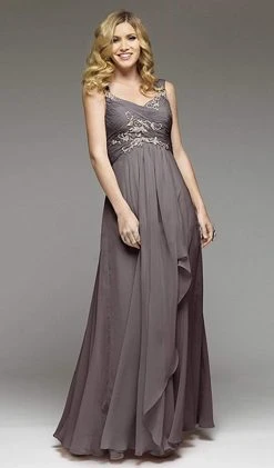 Formal Gowns J'Adore Dresses - J2038 Applique Ruched Chiffon A-line Dress