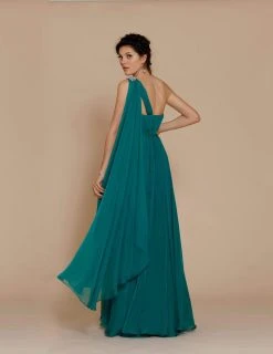 J'Adore Dresses - J2042 Embellished One Shoulder Ruched Chiffon A-line Dress