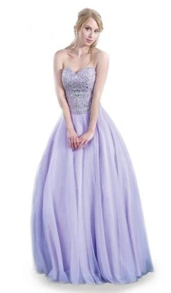 Formal Gowns J'Adore Dresses - J4035T Strapless Beaded Tulle Ballgown