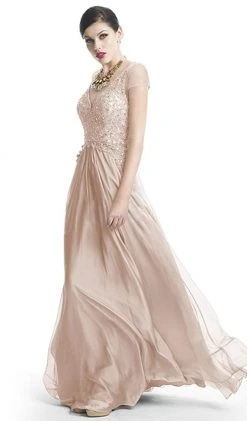 Formal Gowns J'Adore Dresses - J5029 Beaded Plunging V-neck Chiffon A-line Dress