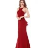 J'Adore Dresses - J6015L Ruffle Accented Cut-In Halter Trumpet Gown