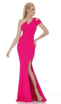 Formal Gowns J'Adore Dresses - J6016 Asymmetric Neoprene Trumpet Dress