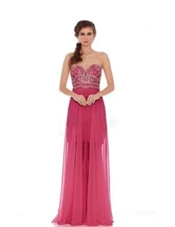 J'Adore Dresses - J6050 Beaded Illusion Overskirt High Slit Gown Formal Gowns