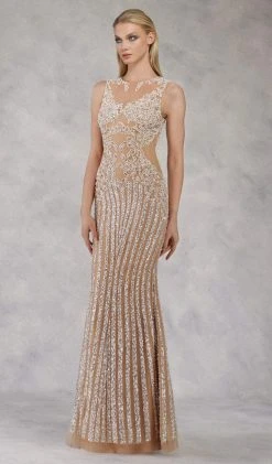 Janique - 17007 Sparkly Nude Illusion Evening Gown In Ivory 9 Janique - 17007 Sparkly Nude Illusion Evening Gown In Ivory