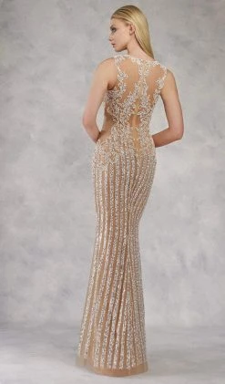 Formal Gowns Janique - 17007 Sparkly Nude Illusion Evening Gown