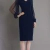Cocktail Dresses Janique - 1946 Beaded Long Sleeve Fitted Dress