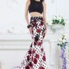 Janique - 2 Piece Lace Top Floral Printed Faille Mermaid Gown 7517 Formal Gowns