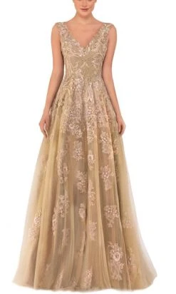 Janique - 71221 Embellished V Neck A-Line Dress