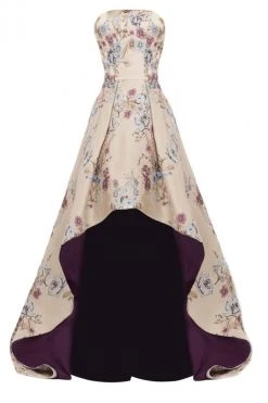 Formal Gowns Janique - Embroidered Printed High-Low Evening Ball Gown W1687 9 Formal Gowns Janique - Embroidered Printed High-Low Evening Ball Gown W1687