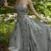 Janique - Embroidered Straight Neck A-line Gown W1691 Formal Gowns