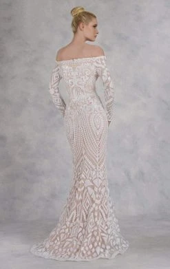 Janique - JA3017 Long Sleeve Geo-Sequined Mermaid Gown Formal Gowns
