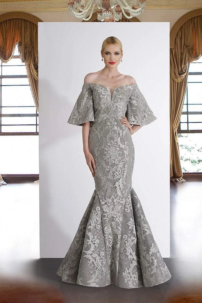 Janique - JA4013 Off-Shoulder Mermaid Evening Dress In Blush 3 Janique - JA4013 Off-Shoulder Mermaid Evening Dress In Blush