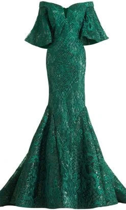 Formal Gowns Janique - JA4013 Off-Shoulder Mermaid Evening Dress In Emerald 8 Formal Gowns Janique - JA4013 Off-Shoulder Mermaid Evening Dress In Emerald