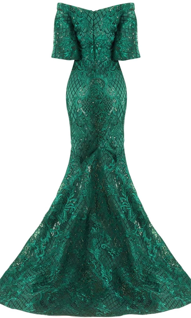 Formal Gowns Janique - JA4013 Off-Shoulder Mermaid Evening Dress In Emerald 6 Formal Gowns Janique - JA4013 Off-Shoulder Mermaid Evening Dress In Emerald
