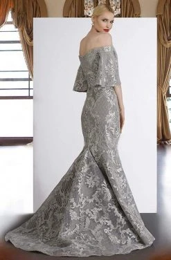 Janique - JA4013 Off-Shoulder Mermaid Evening Dress In Silver