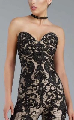 Janique - K6561 Strapless Sweetheart Lace Jumpsuit