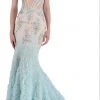 Janique - Lace And Tulle Floral Applique Flare Gown 1514