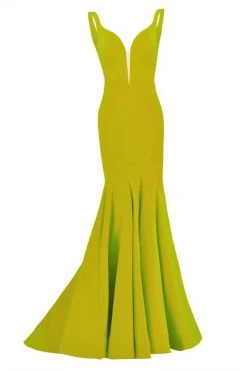 Formal Gowns Janique - Sleeveless Scalloped Deep V Neck Illusion Mermaid Gown W1711 13 Formal Gowns Janique - Sleeveless Scalloped Deep V Neck Illusion Mermaid Gown W1711